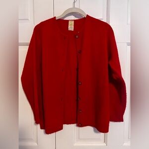 Vintage Red Cardigan Sweater | Creation Elvip Orlon Acrylic Knit Greece‎